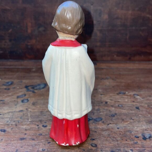 Vtg German small ceramic choir boy holding bible/choir book Christmas decoration - Picture 4 of 8